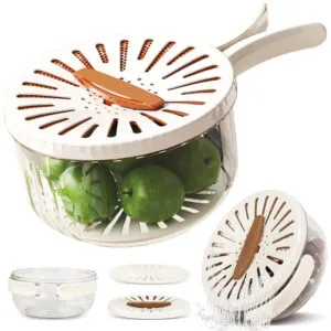 Ковшик-дуршлаг с раскладными ручками, 15,5х8,3см / Контейнер для мытья овощей / Кухонная миска-дуршлаг