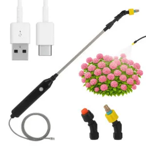 Аккумуляторный опрыскиватель (3м) + 2 насадки, с USB / Садовый электроопрыскиватель / Ручной опрыскиватель