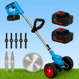 Аккумуляторная газонокосилка на колесах + 2АКБ 48V / Садовый триммер / Аккумуляторный триммер для травы