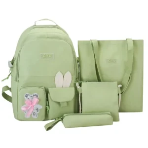 Школьный набор сумок 4в1 (рюкзак, сумка, косметичка, пенал) Зеленый / Школьный рюкзак с сумкой