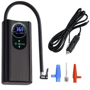 Компрессор автомобильный 25 л/мин + 3 насадки, 100Вт, CQB001 / Автокомпрессор / Насос автомобильный