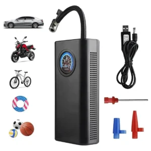 Автокомпрессор с фонариком + 3 насадки, 35 л/мин, CQB002 / Автомобильный компрессор для подкачки шин