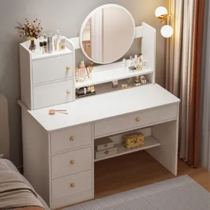 Туалетный столик с зеркалом и подсветкой 128*80*40 см, STL-MD 71 / Столик для макияжа / Косметический стол