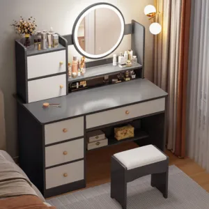Столик для макияжа с зеркалом и подсветкой 128*80*40 см, STL-MD 72 / Косметический стол / Туалетный столик