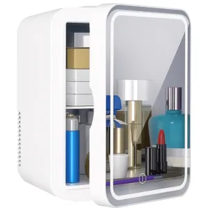 Холодильник для автомобиля с зеркалом и подсветкой, 4л, Белый / Автомобильный холодильник туристический