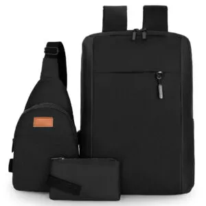 Рюкзак 3в1 с сумкой и кошельком 44х27х10см, Черный / Городской рюкзак / Мужской рюкзак