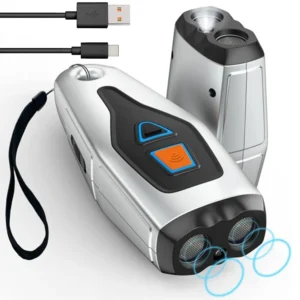 Ультразвуковой отпугиватель собак с фонариком 800мАч, 2 режима, PU 70 / Мощный отпугиватель животных / Ручной фонарик с отпугивателем