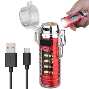 Электрическая зажигалка с фонариком, 3 режима, от USB, MX8811 / Спиральная зажигалка-фонарь / Электроимпульсная зажигалка дуговая