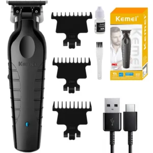 Аккумуляторная машинка для стрижки + 3 насадки, USB, Kemei KM-2299 / Триммер для бороды / Триммер для стрижки