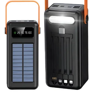 Повербанк 100000mAh с солнечной батареей 4хUSB + 4 переходника, JS-638CX / Павербанк для телефона / Power Bank