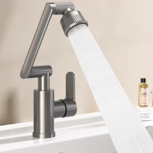 Поворотный смеситель-трансформер с аэратором 360°, Faucet, Графит / Кран для кухни / Смеситель для ванной
