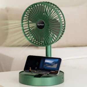 Настольный вентилятор аккумуляторный 3 скорости, XL-908, Зеленый / Мини вентилятор / Маленький вентилятор