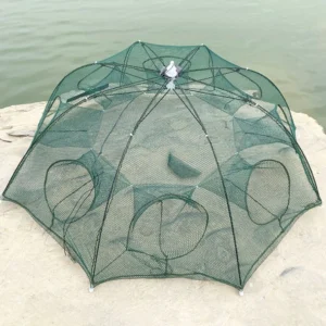 Раколовка зонтик для рыбы 98 см, на 8 выходов / Зонтик для раков / Складная ловушка для раков / Рыбацкий паук автоматический