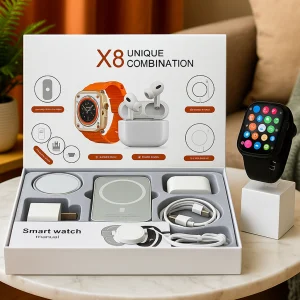 Подарочный набор Смарт-часы + Беспроводные наушники + Power Bank, X8 / Умные часы наручные / Смарт-набор мужской / Подарочный комплект