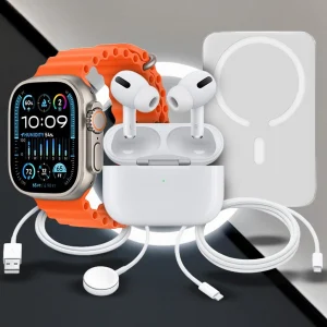 Комплект смарт-часы (наушники, беспроводная зарядка, PowerBank) RM22 / Умные часы наручные / Подарочный набор часов