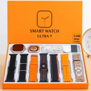 Комплект смар часы 49мм + 7 ремешков и беспроводная зарядка, Smart WATCH ULTRA 9 S100 / Умные часы мужские / Наручные часы електронные
