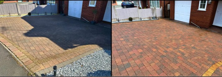 Jet washing a block-paved driveway in Stoke-on-Trent