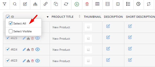 Select all products in WooCommerce bulk edit table
