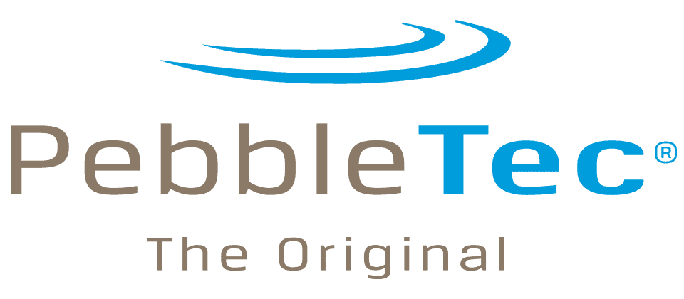 PebbleTec logo featuring blue curved lines above the word "PebbleTec" and the tagline "The Original" below in gray text.