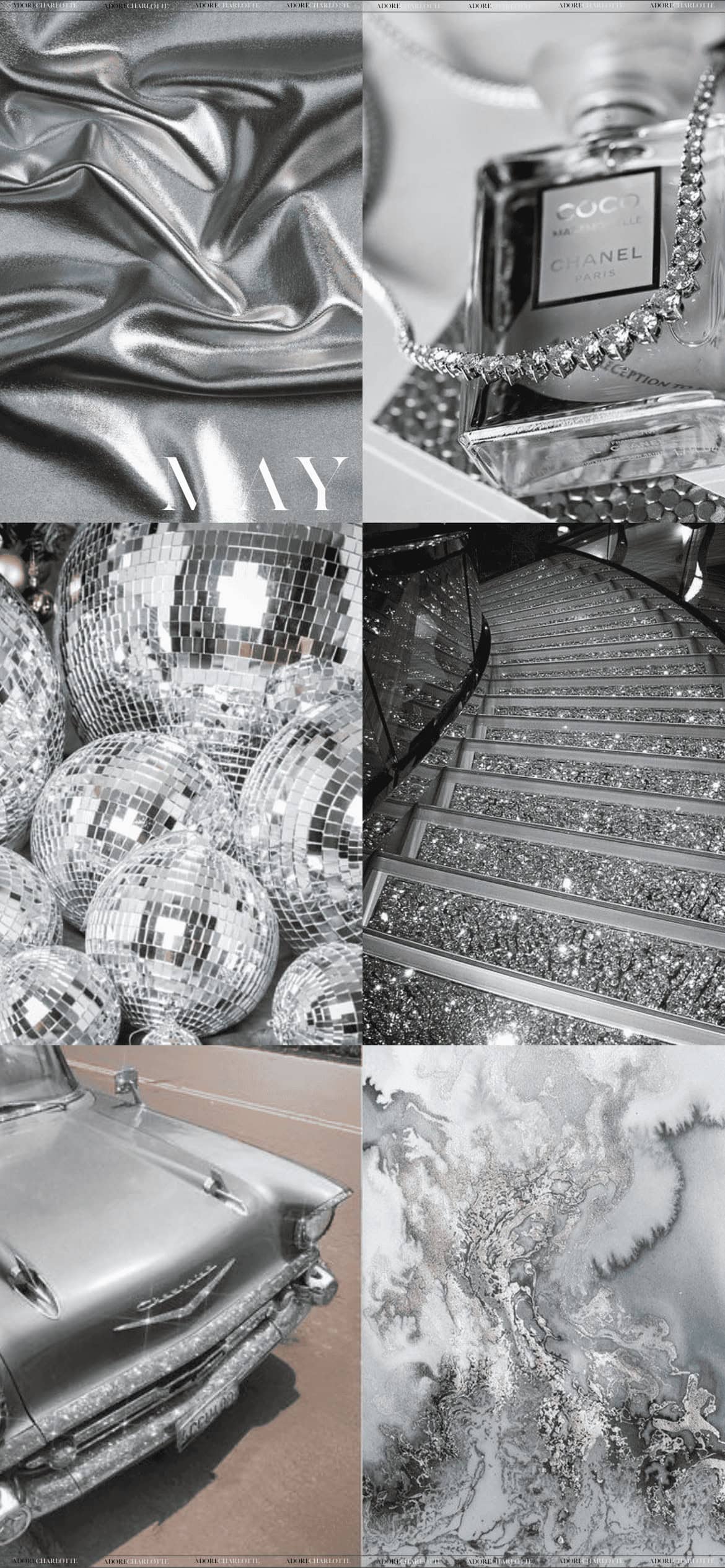 Aesthetic Silver May 2024 Phone Wallpaper