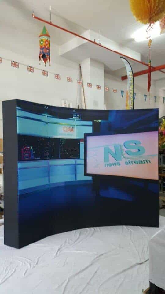3 x 2.25m Fabric pop up display curve