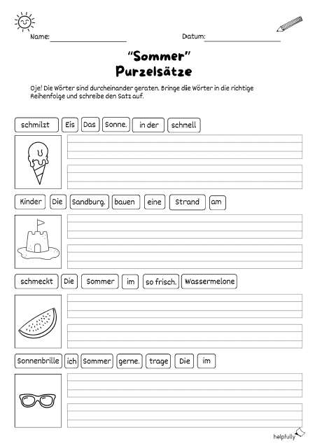 Purzelsätze für den Deutschunterricht ausdrucken
