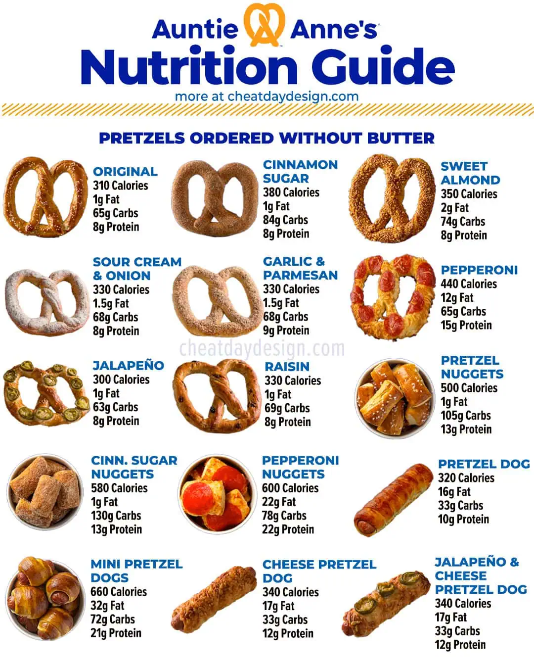 Auntie Anne's Calories for Pretzels Without Butter