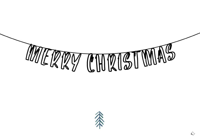 A4 Poster zum Ausdrucken mit Merry Christams Schriftzug und Tanne