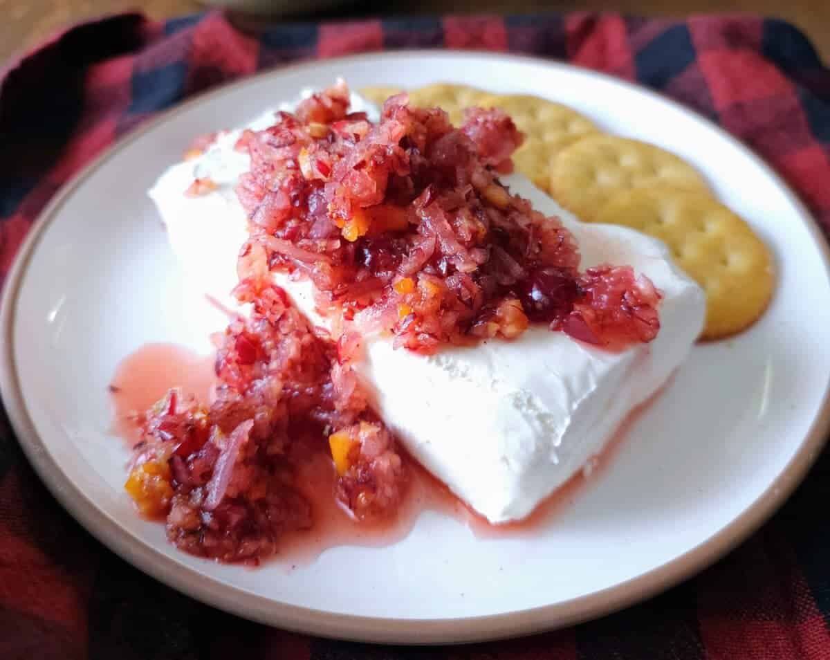 Cranberry Relish Over Cream Cheese