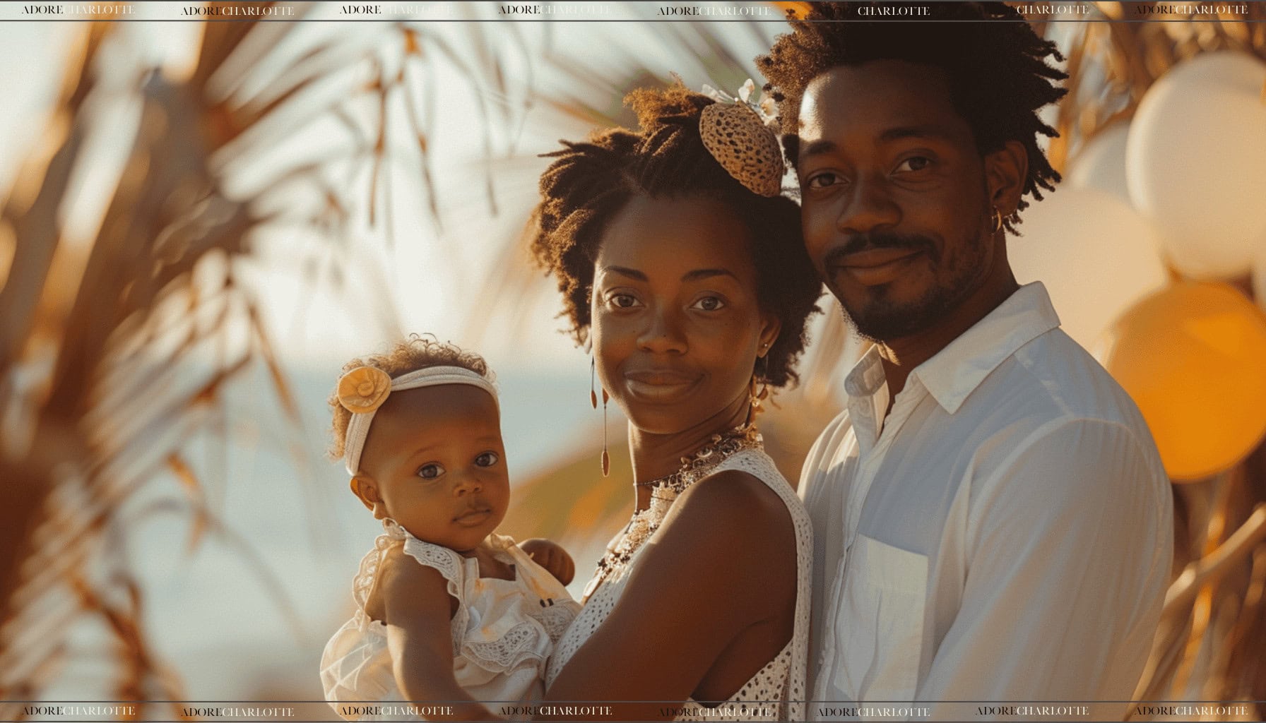 Baby Naming ceremony black mother and black father holding their baby at a party