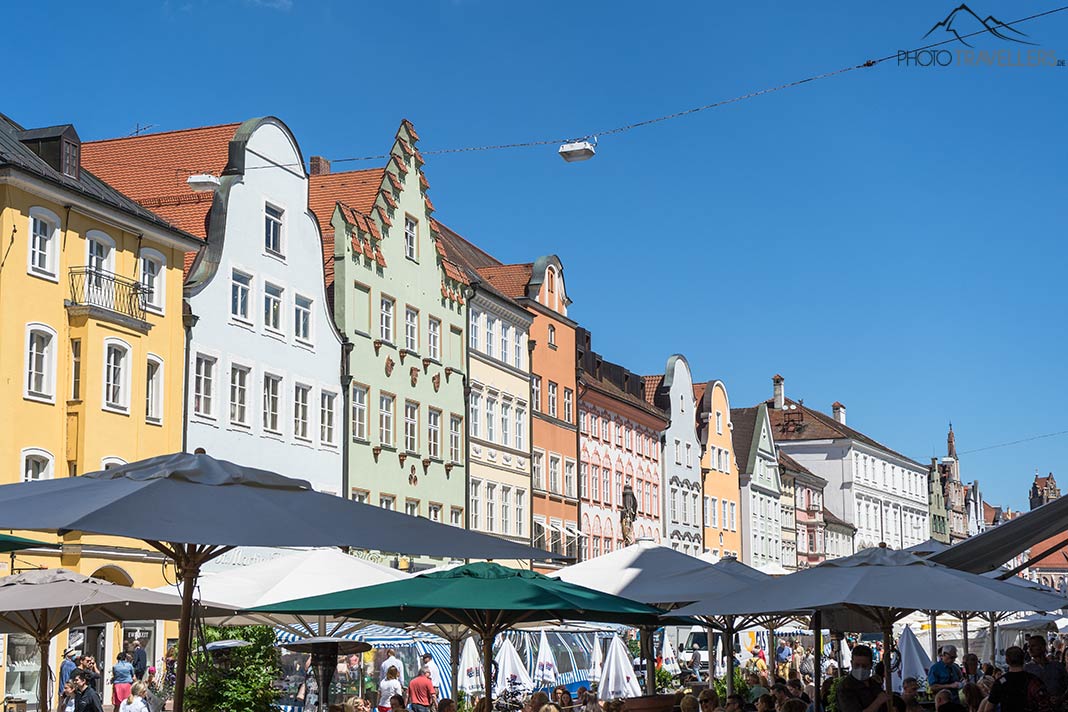 Bunte Häuser in der Landshuter Innenstadt