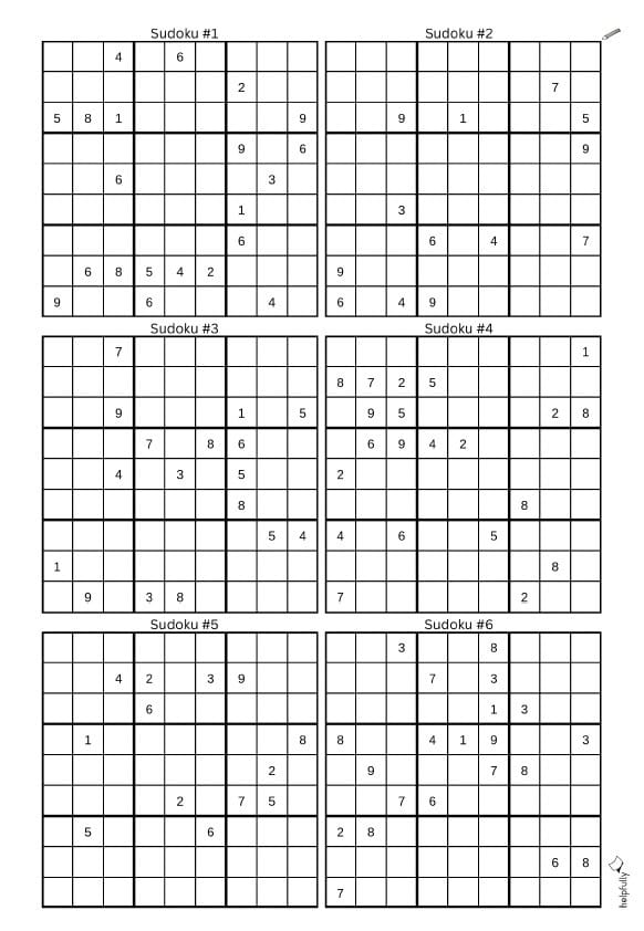 schwere Sudoku Vorlage zum Ausdrucken