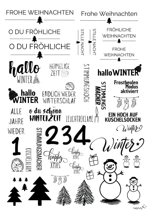 Kerzentattoos für Weihnachten zum Ausdrucken, Gratis Vorlage