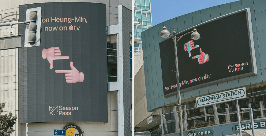 Son Heung-Min gesture on Apple TV MLS Season Pass promotion