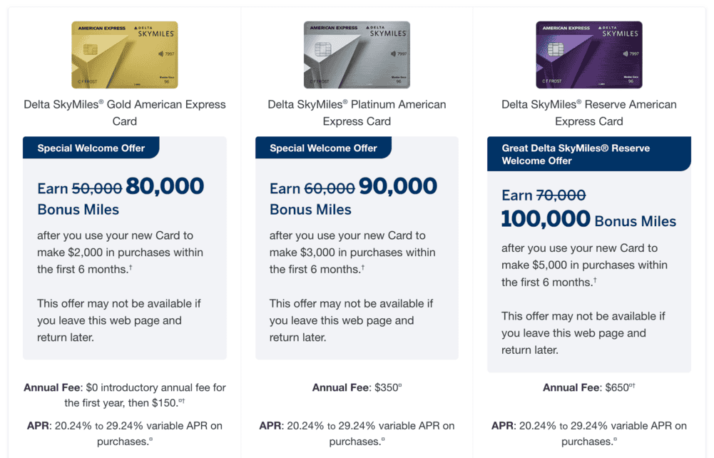 Current Welcome Bonus Offer For The Amex Delta Credit Cards
