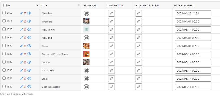 posts table result in WordPress Posts bulk Edit Plugin