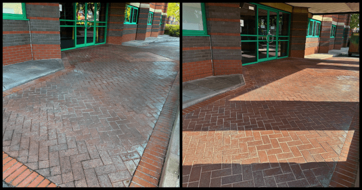 Jet washing steps and entrance area