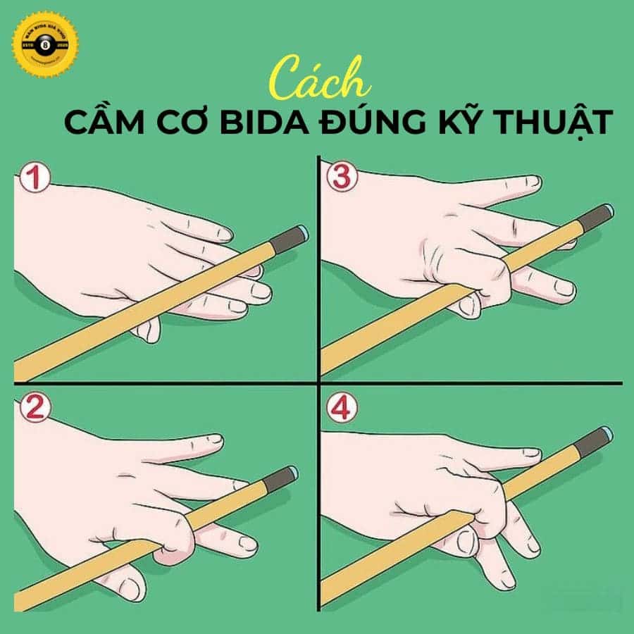 Bida Phăng Là Gì? Cách Chơi Bida Phăng Dành Cho Người Mới Bắt Đầu 4 Cách cầm cơ đúng kỹ thuật