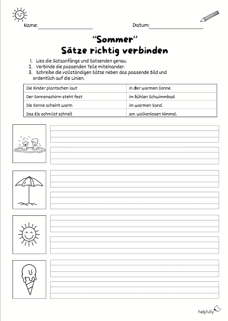 Sätze verbinden für den Deutschunterricht ausdrucken