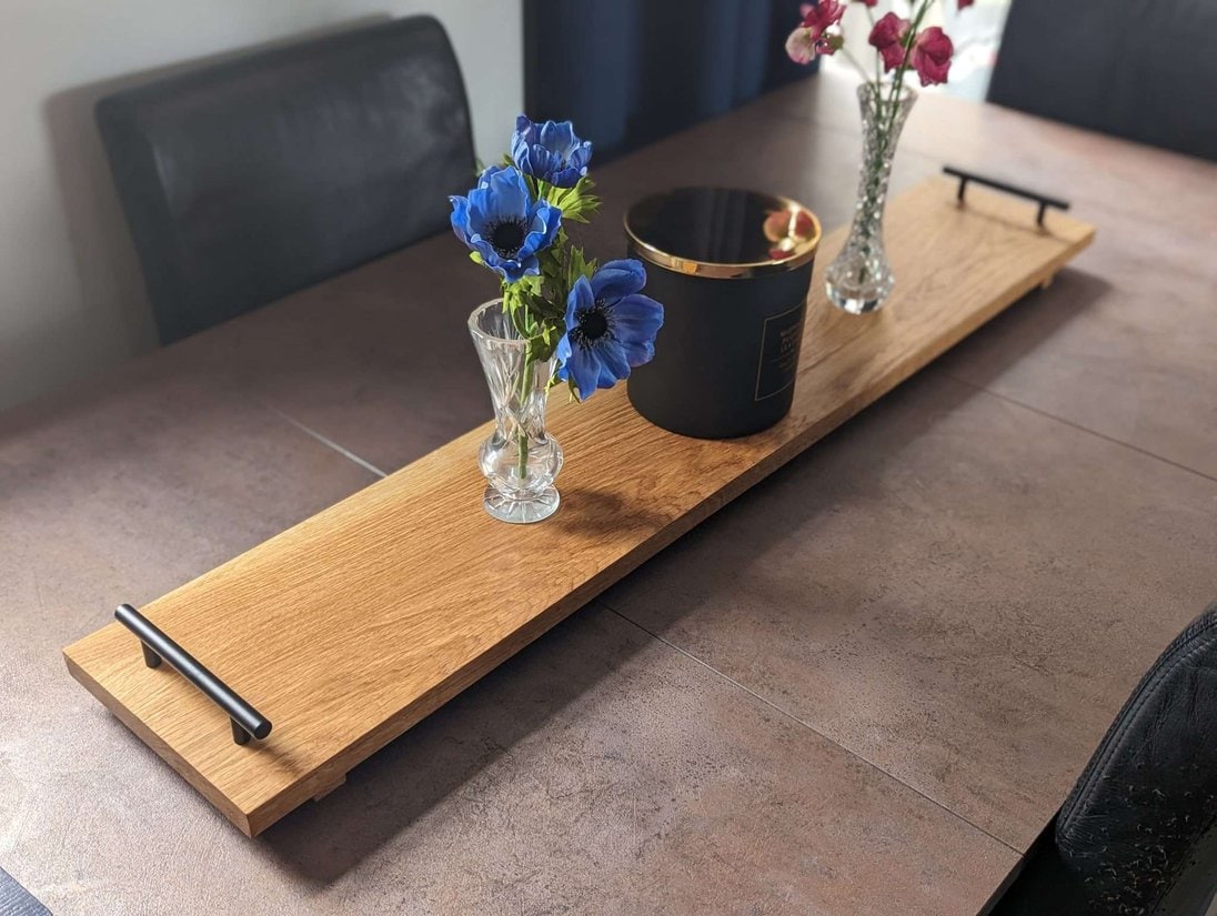 Solid Oak Serving Tray, Chopping board, Grazing Board, Large Charcuterie Board, Wooden Table Runner, Table Centrepiece