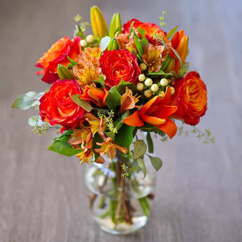 Orange Roses in a Vase
