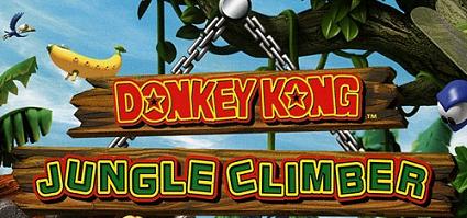Jeu vidéo Donkey Kong Jungle Climber avec plateforme suspendue et éléments de jungle en arrière-plan.