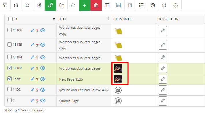 result replace featured images in posts table