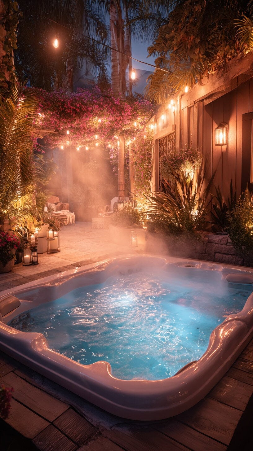 Steaming hot Backyard Hot Tub