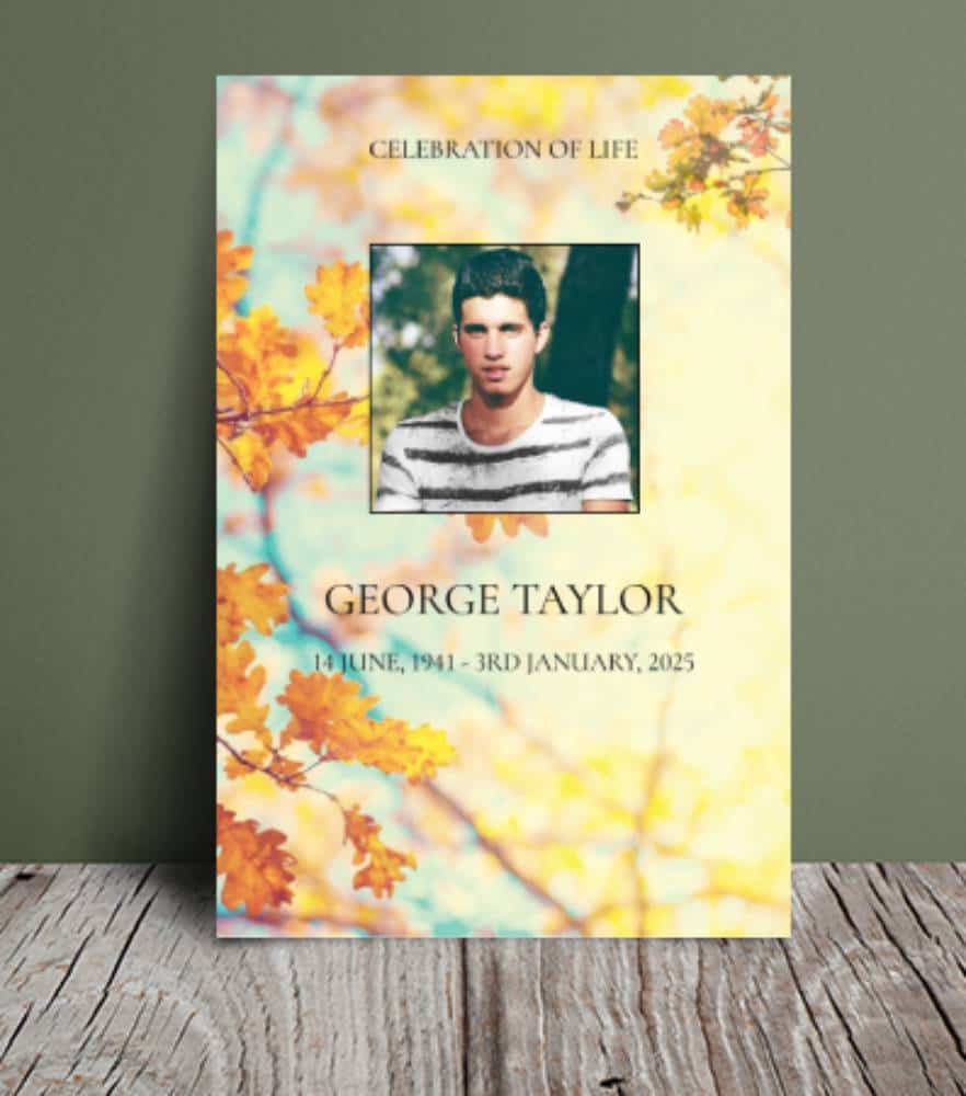Autumn oak leaves funeral order of service template 167 Autumn oak leaves funeral order of service template 167 - Free Funeral Order of Service Template