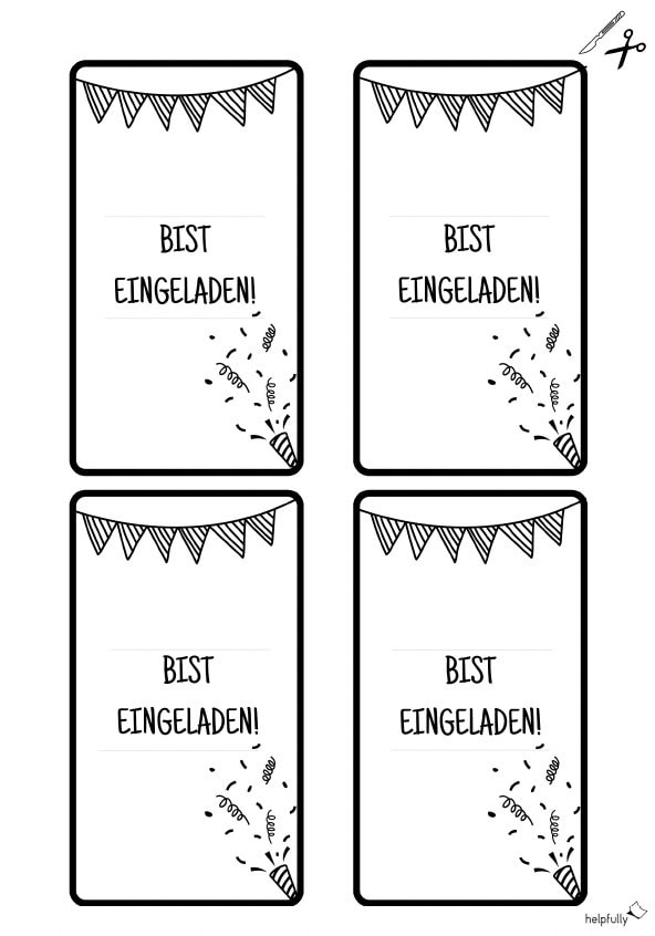 Einladungskarte als Bastelvorlage für den Kindergeburtstag zum Ausdrucken