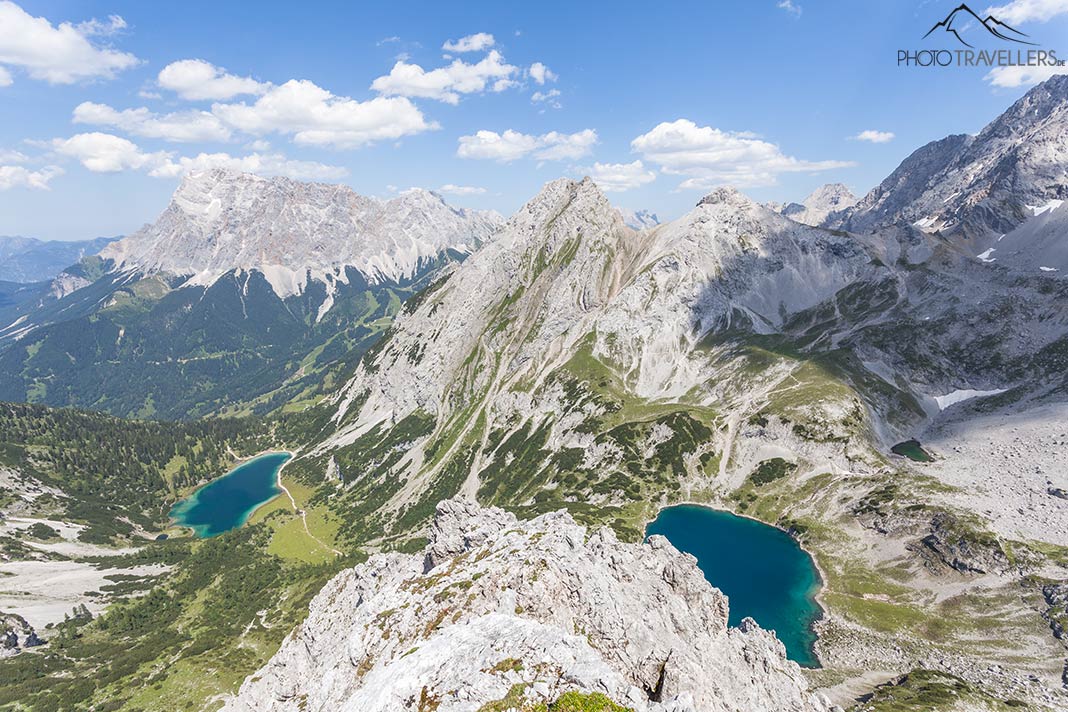 Der Blick vom Drachenkopf auf Seebensee und Drachensee