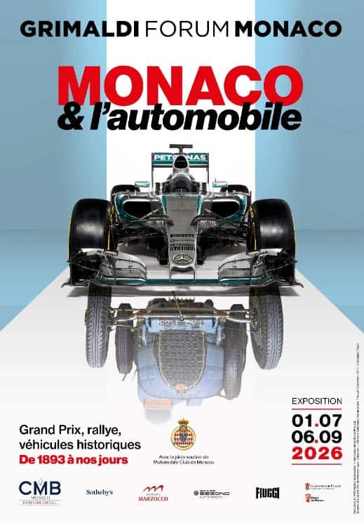 Das Bild zeigt ein Poster für die Automobilausstellung 2026 in Monaco