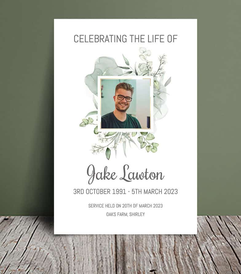 Eucalyptus funeral order of service 043 Template Design Funeral