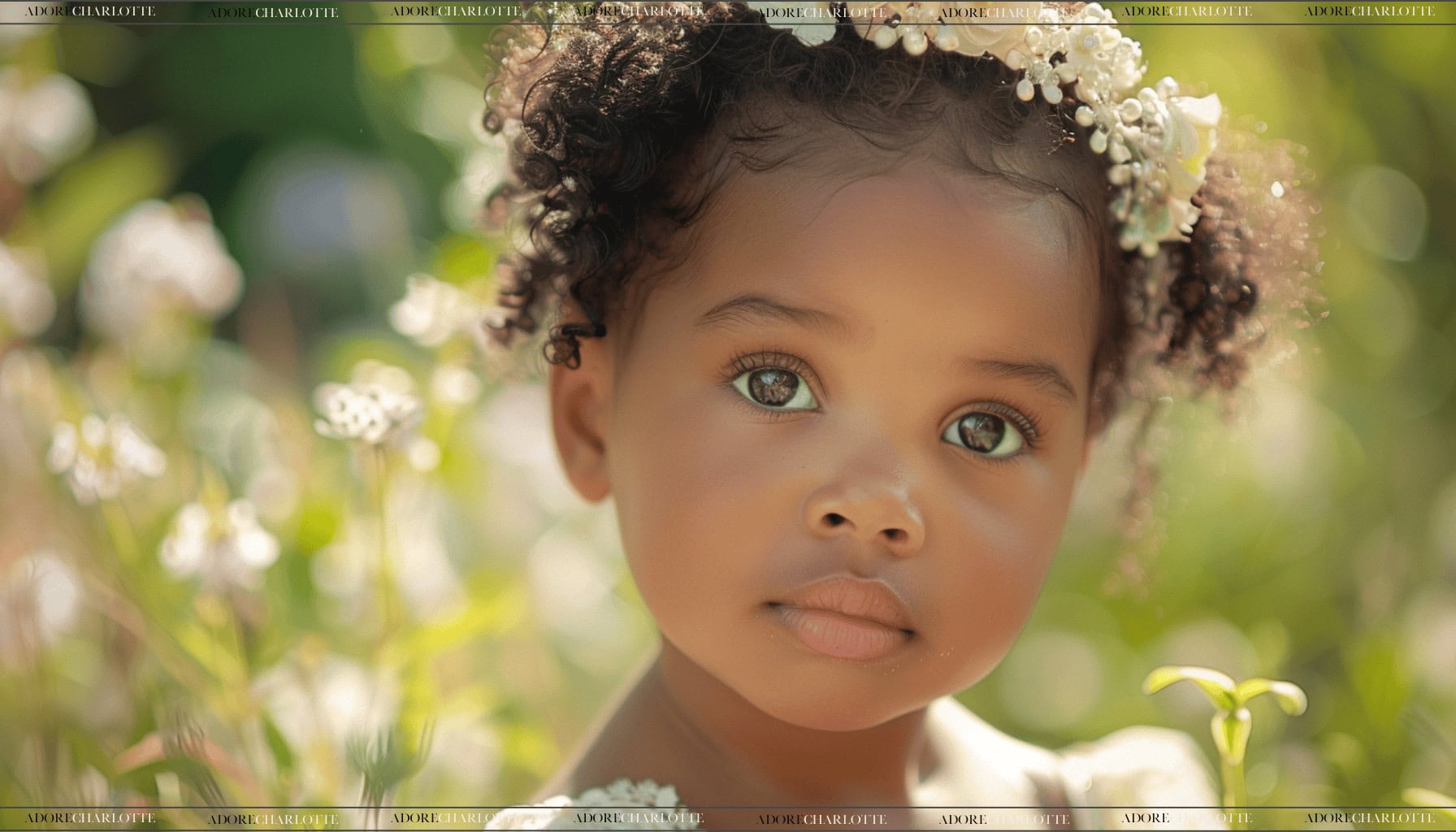 Luna stunning black girl with flower headband